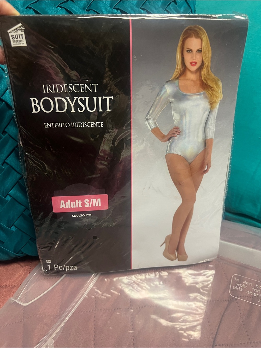 Amscan Suit Yourself Adult Iridescent Bodysuit Silver S/M NEW